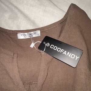 Coofandy men’s two piece linen set, Large, brown